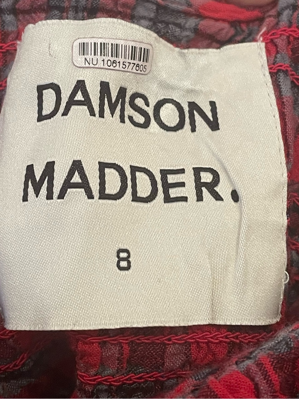 Damson Madder Megan Puffed Sleeve Red Plaid Ruffled blouse - Picture 7 of 7